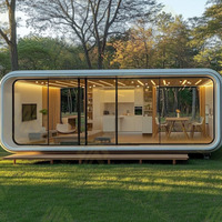 Maison capsule modulaire préfabriquée en acier de luxe, style Apple Cabin, pour villa, hôtel, boutique