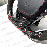 Volant sport en fibre de carbone forgée rouge et daim avec écran LED, compatible avec Toyota Camry 7e/8e génération 2016-2022
