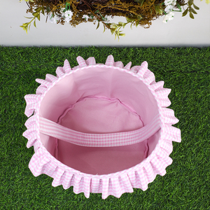Wholesale Square Child Outdoor <strong>Easter</strong> Decor Bucket Monogram <strong>Egg</strong> <strong>Hunt</strong> Tote Seersucker Ruffle <strong>Easter</strong> <strong>Baskets</strong> - Product Image 5