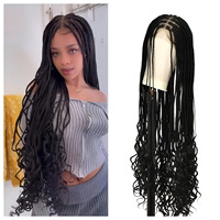 Perruque de cheveux au crochet transfrontalier tresse à trois brins queue de fleur tresse tressée extensions de cheveux bouclés dreadlock casquette moyenne pleine dentelle