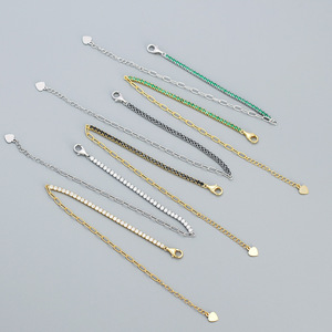 Delicato <span class=keywords><strong>sottile</strong></span> <span class=keywords><strong>oro</strong></span> 18 carati 925 catena in argento sterling mezzo zircone catena da tennis mezza graffetta <span class=keywords><strong>bracciale</strong></span> a catena - Product Image 3