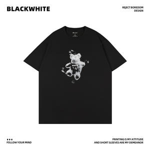 T-shirt imprimé Mascot Bear Smoke pour hommes, 100% coton, manches courtes, respirant, coupe ample, streetwear d'été Q37 - Product Image 4