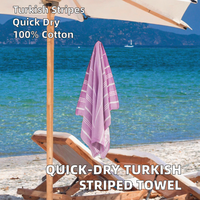 Serviette de plage vintage en coton turc rayé violet, 100% Peshtemal tissé de qualité supérieure, légère, séchage rapide, sans sable, pour spa et voyage