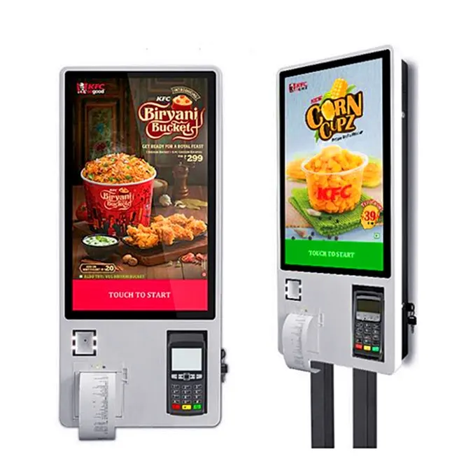 KFC/مطعم 24 "32" النظام شاشة تعمل باللمس نظام نقاط البيع ذاتية الدفع آلة الخدمة الذاتية أمر الدفع كشك