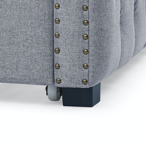 Diván con Nido Tapizado Sofá Cama Capitoné con Botones y Tachuelas de Cobre en Brazos Cuadrados Diván Matrimonial y Nido Individual - Product Image 6