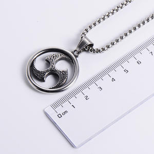 Collar de joyería de moda para mujer, collar con colgante de acero inoxidable, estilo retro redondo - Product Image 3