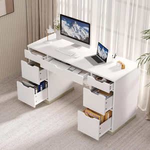 Bureau d'ordinateur moderne blanc haut de gamme JIAMEIJIA, personnalisable en gros, avec rangement multi-tiroirs - Product Image 2