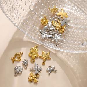 Vente en gros de pendentifs en acier inoxydable PVD 18K, bijoux en forme <span class=keywords><strong>d</strong></span>'étoile, de cœur, <span class=keywords><strong>d</strong></span>'animal, pour la fabrication de colliers et de bracelets DIY - Product Image 2