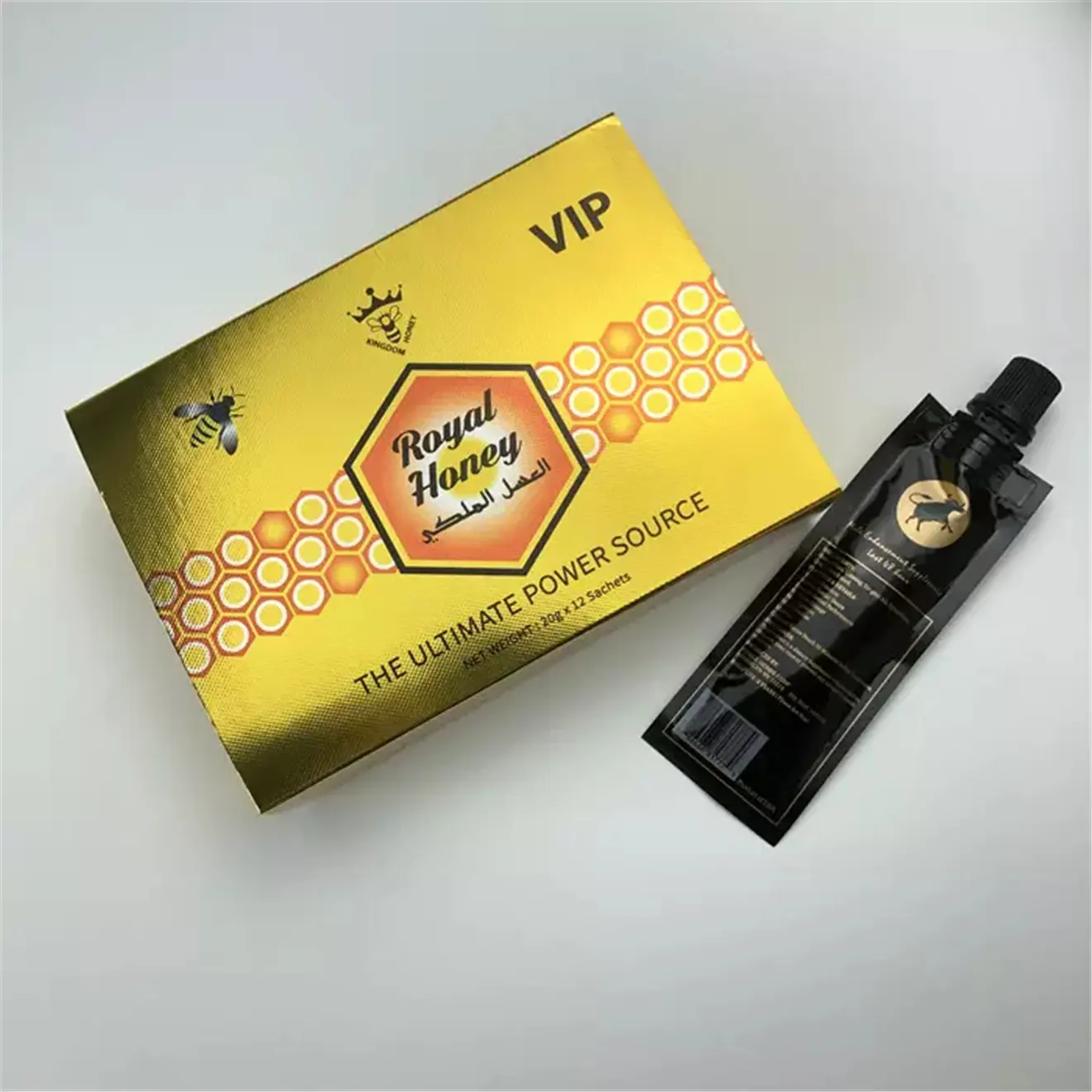 Benutzer definierte Logo-Karton verpackung für Shot Sachet Set Energy Honey Box mit Display Box