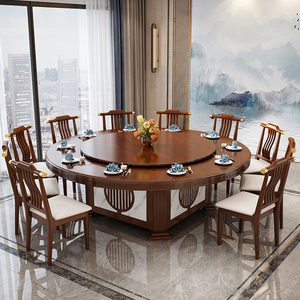 Bàn ăn khách sạn gỗ rắn, xoay bàn tròn lớn cho 10 và <span class=keywords><strong>20</strong></span> người, bàn xoay điện với Bếp cảm ứng - Product Image 1
