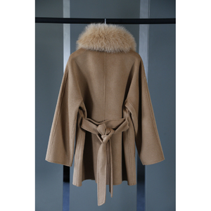 Cappotto Invernale da <span class=keywords><strong>Donna</strong></span> in Cashmere e Lana a Doppia Faccia con Vera Pelliccia di Volpe, Lussuoso Cappotto di Media Lunghezza - Product Image 6
