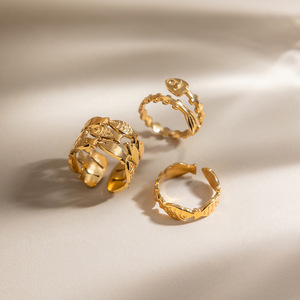 Fish <b>Ring</b> 18K Gold Stainless Steel Animal Shape <b>Open</b> Design Unisex Jewelry Gift - Product Image 2