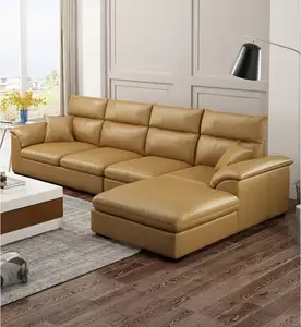YQ JENMW和简单的第一层牛皮沙发，四种颜色可选和多样的组合懒人沙发