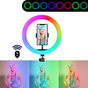 Ensemble de lumière annulaire en plastique compact de 10 pouces, trois couleurs, avec trépied et support de téléphone, portable, idéal pour la création de contenu - Product Image 5