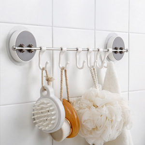 Étagère murale sans trace avec six crochets en acier inoxydable, sans perçage, pour organiser les vêtements et les ustensiles de cuisine et de salle de bain - Product Image 2