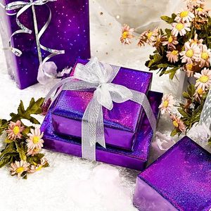 Wholesale Custom Original Purple Laser Metallic Holographic Iridescent Star Gift <b>Wrapping</b> <b>Paper</b> for Birthday Gift Packaging - Product Image 3