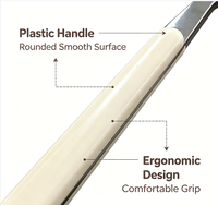 Ensemble de couverts de luxe réutilisables en acier inoxydable 4 pièces pour hôtels et événements, légers, finition miroir, couleur beige, manches en plastique