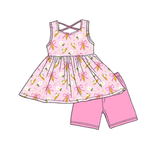 Pre-ordenar Conjuntos <span class=keywords><strong>de</strong></span> Ropa Elástica para Niñas: Top Túnica sin Mangas con Espalda Cruzada y Pantalones Cortos <span class=keywords><strong>de</strong></span> Ciclismo para la Vuelta al Cole - Product Image 4