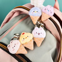 Porte-clés en peluche pingouin mignon en forme de cornet de crème glacée, Décoration de sac en peluche, Broche