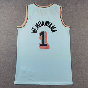 Tenues de basketball américaines brodées les plus populaires # 1 <span class=keywords><strong>Maillot</strong></span> de basket-ball Victor Wembanyama des <span class=keywords><strong>San</strong></span> <span class=keywords><strong>Antonio</strong></span> <span class=keywords><strong>Spurs</strong></span> pour homme - Product Image 4