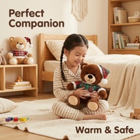 Boneka Beruang Teddy Plushie Natal Bermotif Kotak-kotak 25cm, 2 Warna Coklat Muda Coklat Tua, Bersertifikat BSCI dari Pabrik