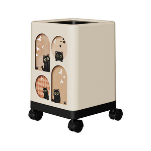 Cylindrical Trash Can With Wheels Large Capacity For Living Room Bedroom Kitchen Bathroom Indoor Use - Product Image 3