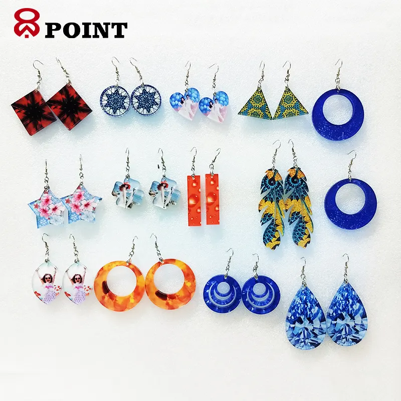 Different shapes Sublimation Acrylic Earrings Blank custom Ear drop Plastic earrings factory