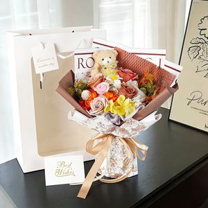 Cadeau de la Saint-Valentin : Bouquet Immortel, Ours en Roses Artificielles, Composition Florale Décorative au Design Raffiné - Product Image 3