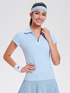 Estate nuovo arrivo T-shirt da palestra per allenamento a forma di V in Nylon Spandex imbottito e traspirante T-shirt da Golf da <span class=keywords><strong>Tennis</strong></span> - Product Image 4