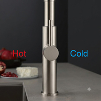 Robinet de cuisine à bec extractible de haute qualité, 2 fonctions, en acier inoxydable 304, poignée unique, trou unique, eau chaude et froide