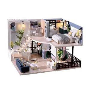 DIY Doll house Wooden doll Houses Miniature Doll House Furniture Kit 1:32 Music Led Toys for Children Birthday Gift