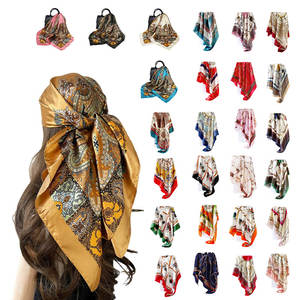 ผ้าคลุมศีรษะผ้าไหมซาตินพิมพ์ลายดอกไม้ดิจิทัลหรูหรา ดีไซน์ใหม่ 100% ผ้าไหม สำหรับผู้หญิง คุณภาพสูง รับสั่งทำโลโก้ - Product Image 1