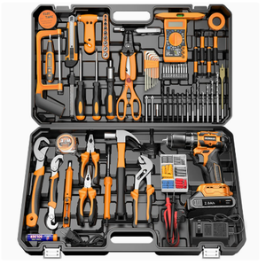Juego de Herramientas para el Hogar, Taladro con Cable de Acero al Carbono, Pistola de Pegamento, Destornillador, Taladro Inalámbrico, Personalización OEM, Estuche Rígido - Product Image 2