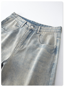 Jean en denim streetwear personnalisé de haute qualité, coupe large, délavé clair, avec logo de designer, coupe droite, style baggy pour homme, vente en gros - Product Image 4