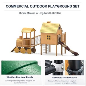 Juego de Equipos de Juegos Infantiles Comerciales para Exteriores, con Tobogán en Espiral y Rocódromo, de Madera Sólida, con Temática de Tren, Aprobado por ASTM - Product Image 5