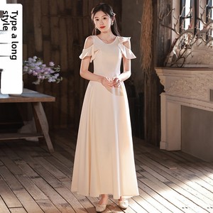 Nouvelle Robe de Demoiselle d'Honneur Couleur Champagne 2026, Robe de Demoiselle d'Honneur Simple pour la Saison Estivale - Product Image 5