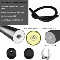 Tube LED flexible en silicone noir RGB 360 degrés, programmable SPI/DMX512, pour éclairage de scène, DJ, club, rave