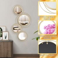 Vente flash - Ensemble de 4 miroirs muraux ronds encadrés - Miroir mural décoratif moderne pour salon, chambre, entrée, décoration intérieure