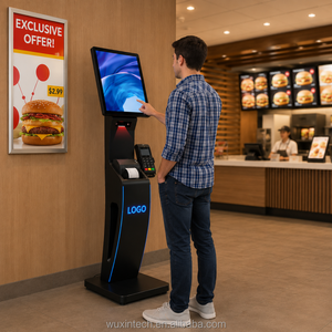 Kiosque de restauration rapide WUXIN, borne de paiement automatique à écran tactile, équipé d'un lecteur de code QR/imprimante thermique 80 mm - Product Image 1