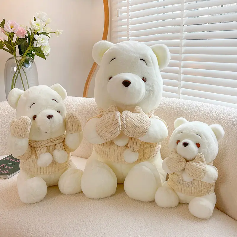 Kawaii Stuffed Animal Toys Winmie Bear Plush Toy Milk White Teddy Bear Adorable Wimnie the Poooh Cute Valentines 520 Gift