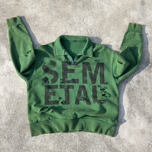 Sudadera con Capucha Estampada de Algodón Desgastado, Estilo Urbano, Personalizada, Gruesa, con Media Cremallera, Lavada al Ácido, Sudadera Extra Grande con Cierre de Cremallera - Product Image 3
