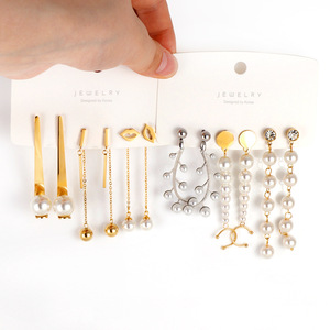 ต่างหูมุกทรงเรขาคณิตสแตนเลสสำหรับผู้หญิงสวมใส่ทุกวัน - Product Image 1