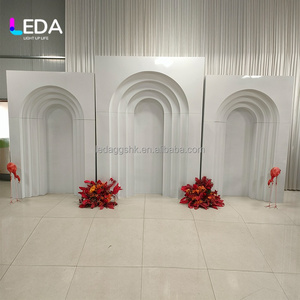 LEDA Ensemble d'arches métalliques blanches chaudes pour scène de mariage, support de toile de fond carré, décoration de scène, support de toile de fond pour événements - Product Image 3