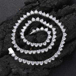 New Style Hiphop Jewelry 18K Gold Plated <b>Iced</b> Out Tennis <b>Chain</b> Heart Shape Cubic Zirconia Tennis <b>Chain</b> Necklace for Women - Product Image 2