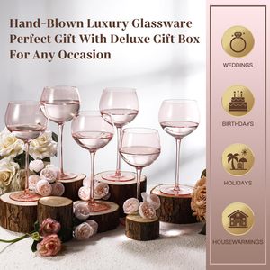 Vente en gros Verres à <span class=keywords><strong>vin</strong></span> avec ballons Soufflé à la main Verrerie en cristal rose Morandi Longue tige Verres à <span class=keywords><strong>vin</strong></span> rouge <span class=keywords><strong>blanc</strong></span> Cadeaux - Product Image 3