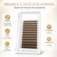 Fleur de camélia marron 6D pour bouquets de cils faits main en faux vison, naturels, doux, sans cruauté, faciles à éventaillement