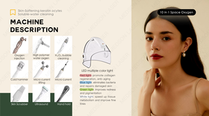 Appareil de beauté 10-en-1 à oxygène spatial pour le visage, adoucissant la peau, nettoyant à l'eau soluble avec lumière photonique - Product Image 4