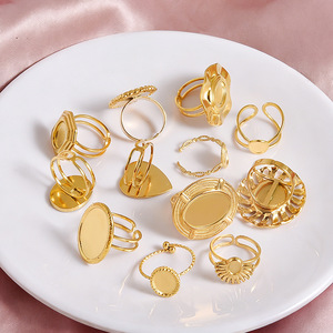 Bague en acier inoxydable à base creuse, sertissage minimaliste, personnalisable, accessoires de bijouterie, bagues ouvertes serties de pierres précieuses - Product Image 3