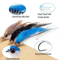 Grizzly Saddle Hackle Streamer Fly Articulated Fish Spine Mouches artificielles de pêche en eau salée pour la pêche au brochet et au bar