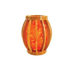 Lámpara de Sal Hecha a Mano de Madera Redonda con Bloques de Sal Rosa del Himalaya, Decoración Rústica para el Hogar, Artesanía Natural - Product Image 1